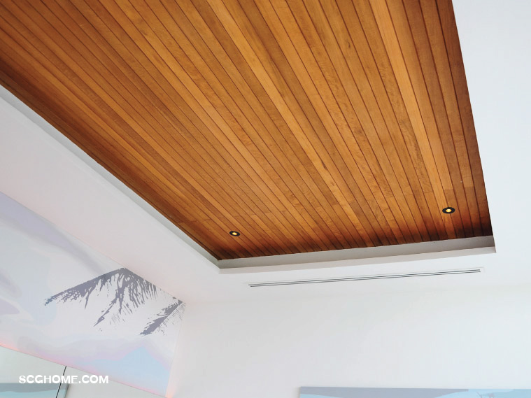 ตกแต่งฝ้าหลุมด้วยไม้ตีเว้นร่อง