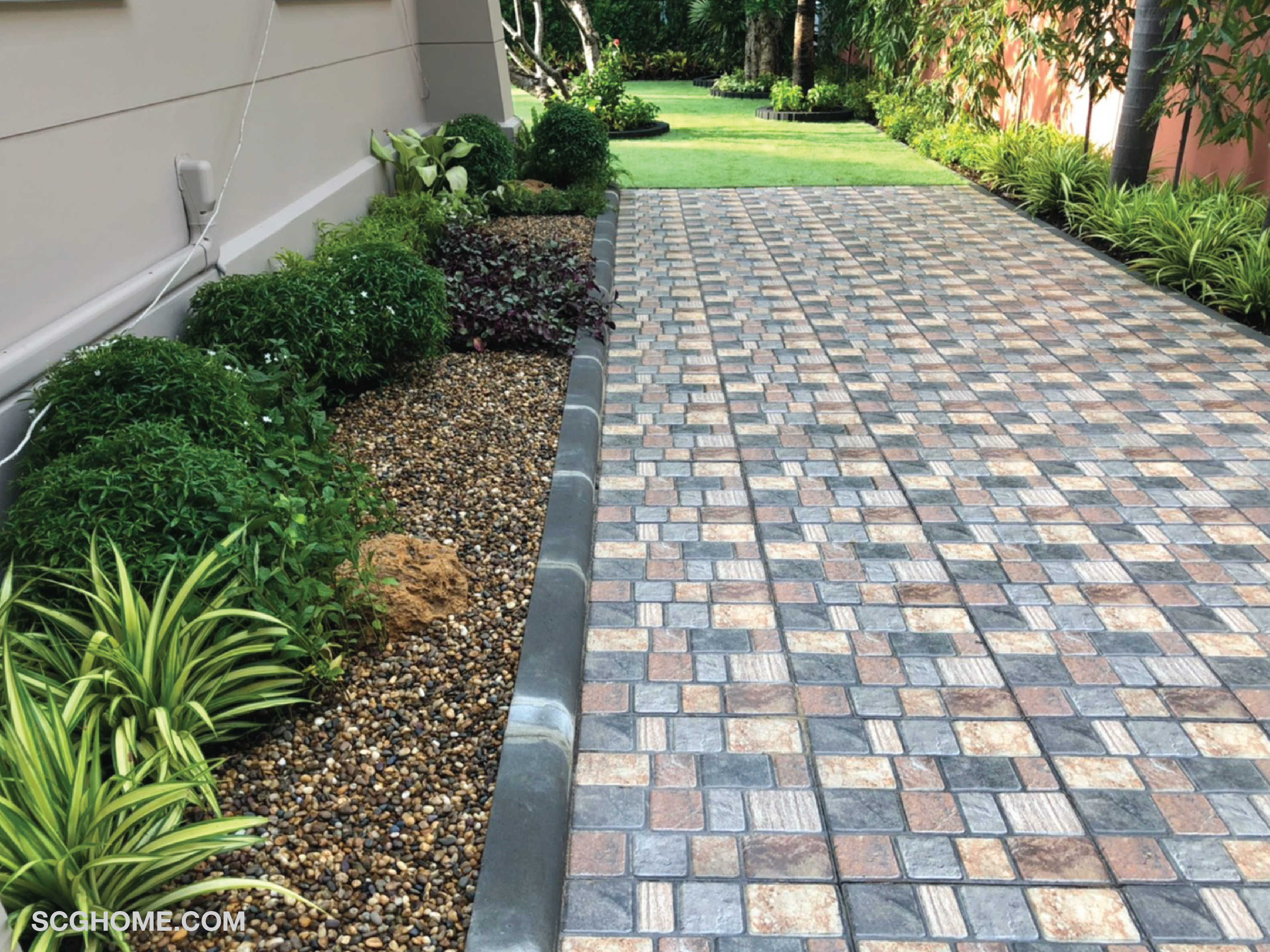 อิฐตัวหนอน บล็อกตัวหนอน บล็อกปูพื้น บล็อก กระเบื้องปูพื้นSCG กระเบื้องปูพื้นทางเดิน