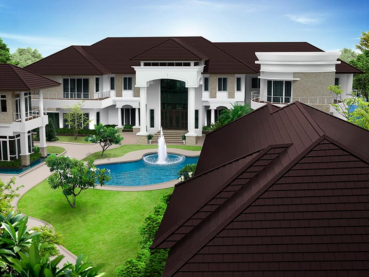 กระเบื้องแผ่นเรียบบนผืนหลังคาหรู ดูมีระดับ