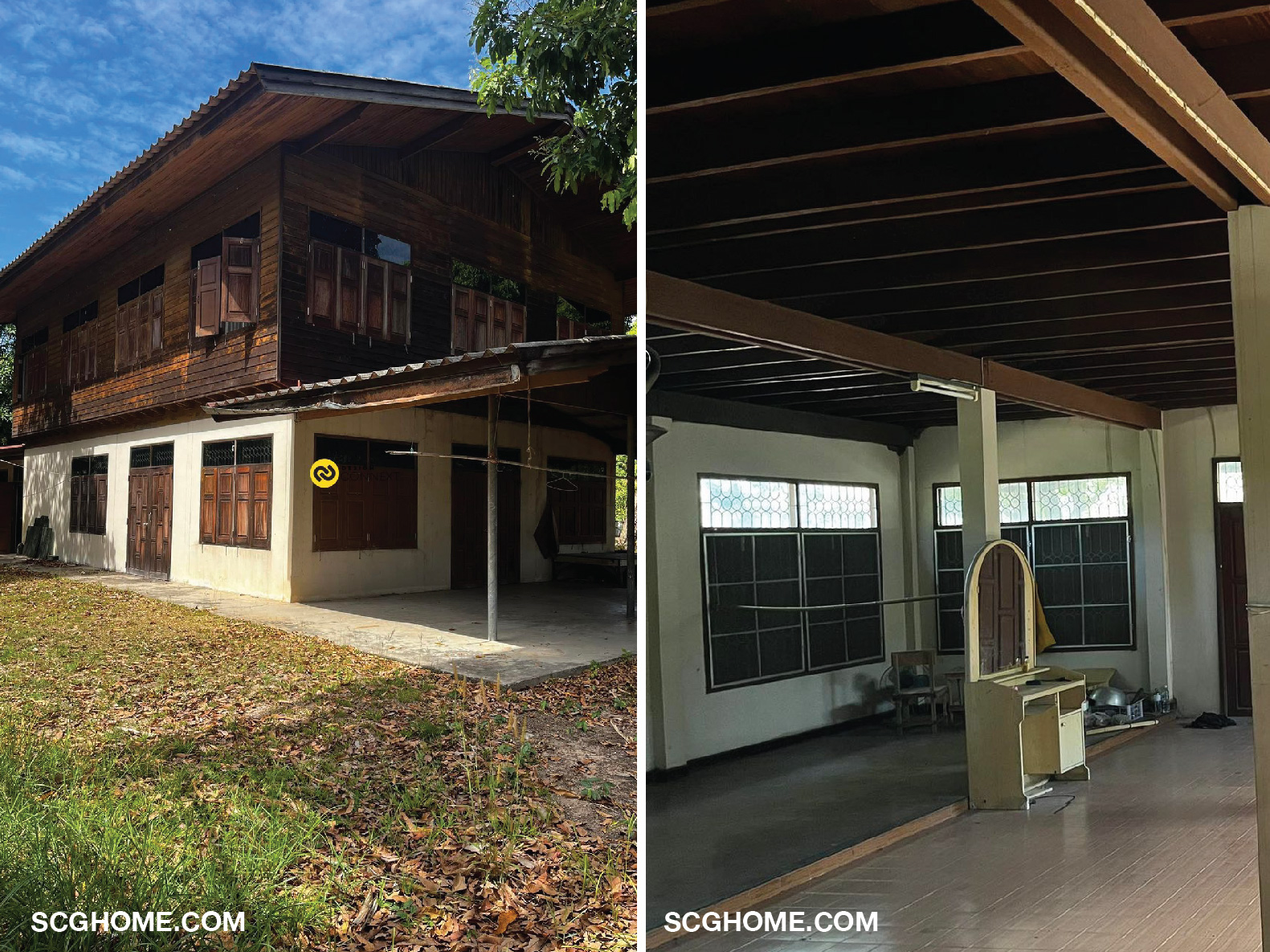 สภาพบ้านเดิมค่อนข้างดี มีผนังผุพังและหลังคารั่วน้อยมาก