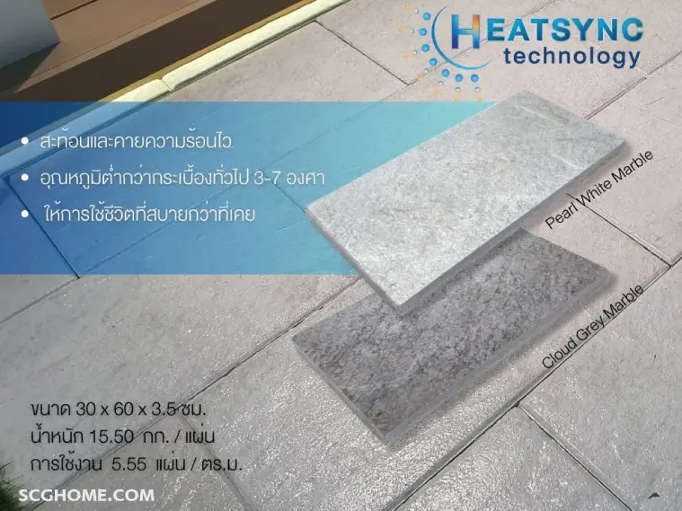 กระเบื้องคอนกรีตปูพื้น SCG รุ่นคอมฟอร์ท ลดความร้อนที่พื้นได้ 
