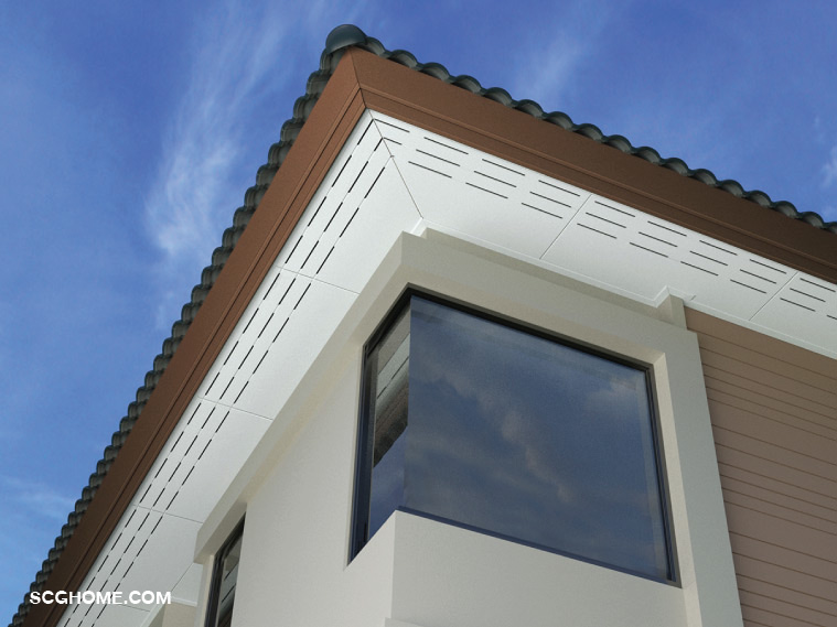 ฝ้าชายคาแบบเซาะร่องระบายอากาศครึ่งแผ่น