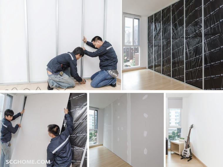 ทำผนังกันเสียง ผนังกั้นเสียง ด้วยผนังเบาซ่อนฉนวนกันเสียง