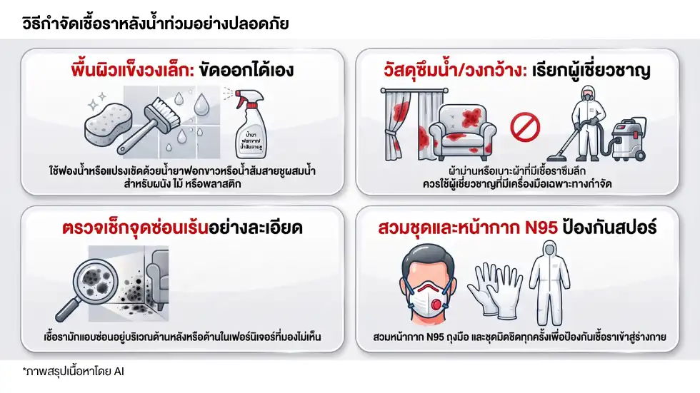 วิธีกำจัดเชื้อราหลังน้ำท่วม