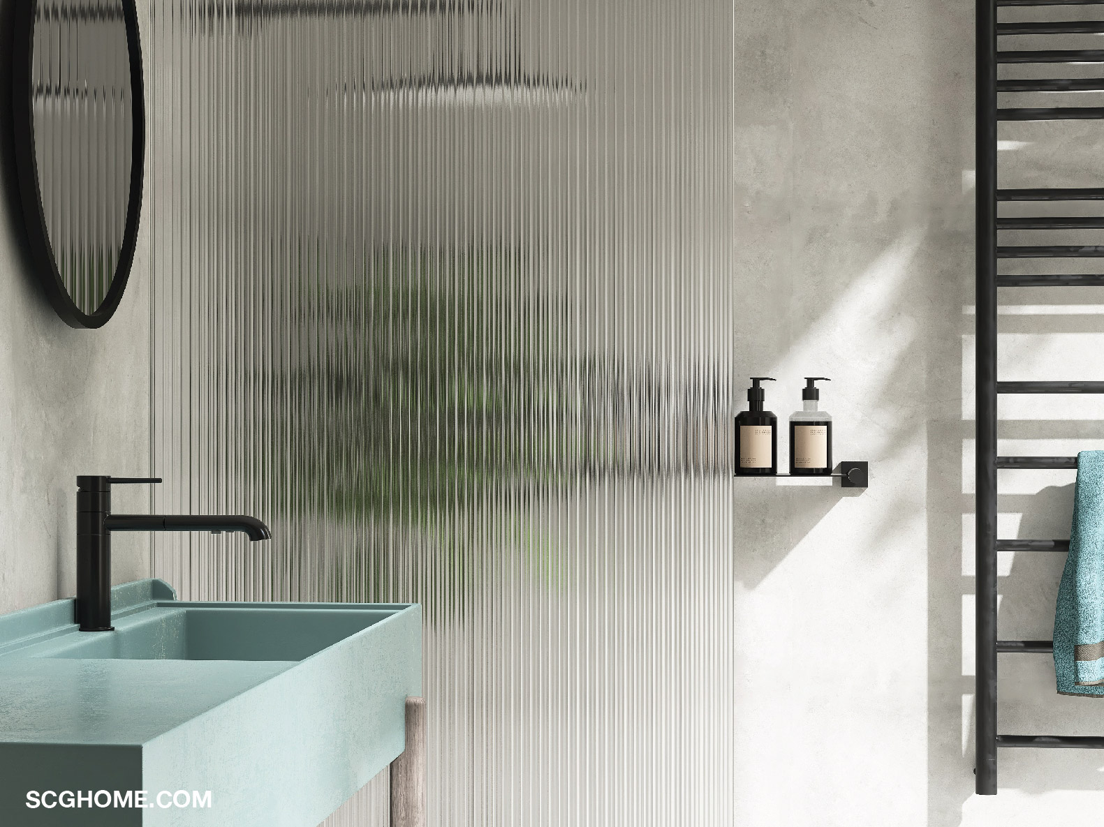 กั้นด้วยแผ่นโปร่งแสงลอนลูกฟูก