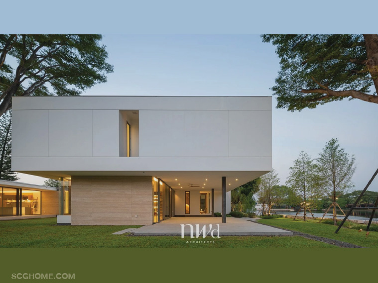 ผนังปูนทาสีขาวเซาะร่อง