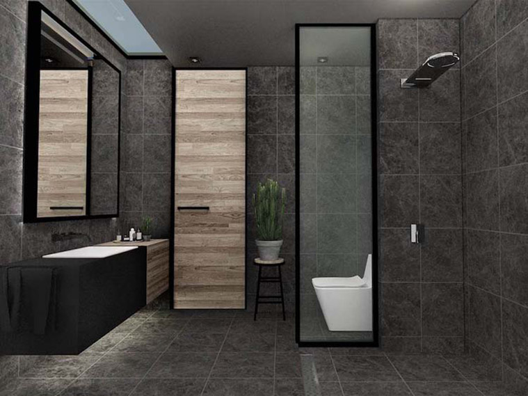 ห้องน้ำเข้มขรึมในลุคโมเดิร์น