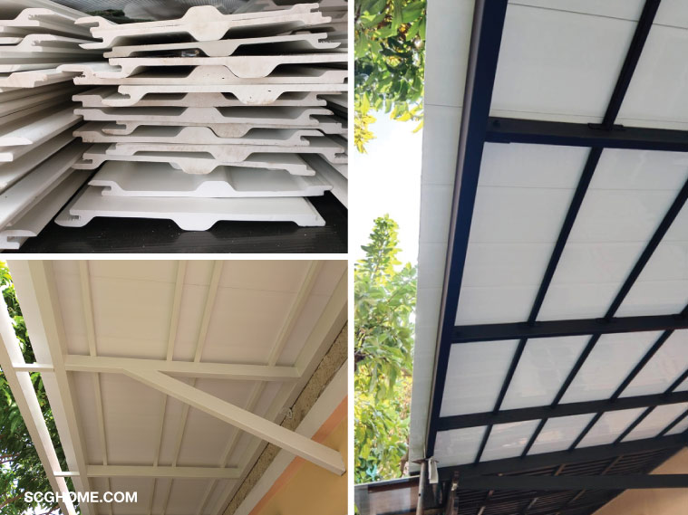 ต่อเติมครัวหลังบ้าน ต่อเติมหลังคาครัว หลังบ้าน วัสดุ หลังคา หลังคาทึบแสง หลังคาไวนิล