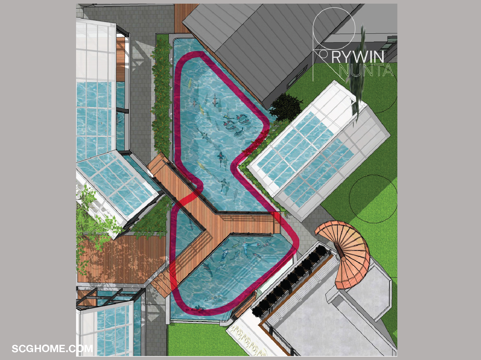 บ่อปลาหลักรูปทรงน้ำเต้าหรือเลข 8