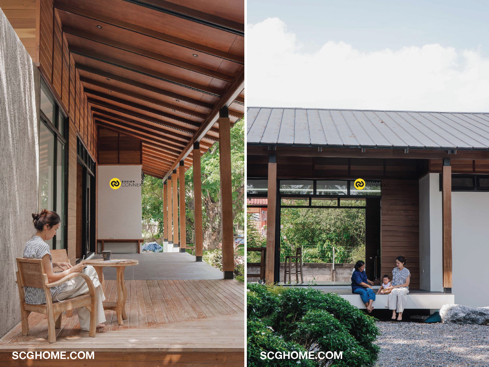 ชายคายื่นยาวกับระเบียงขนาดใหญ่