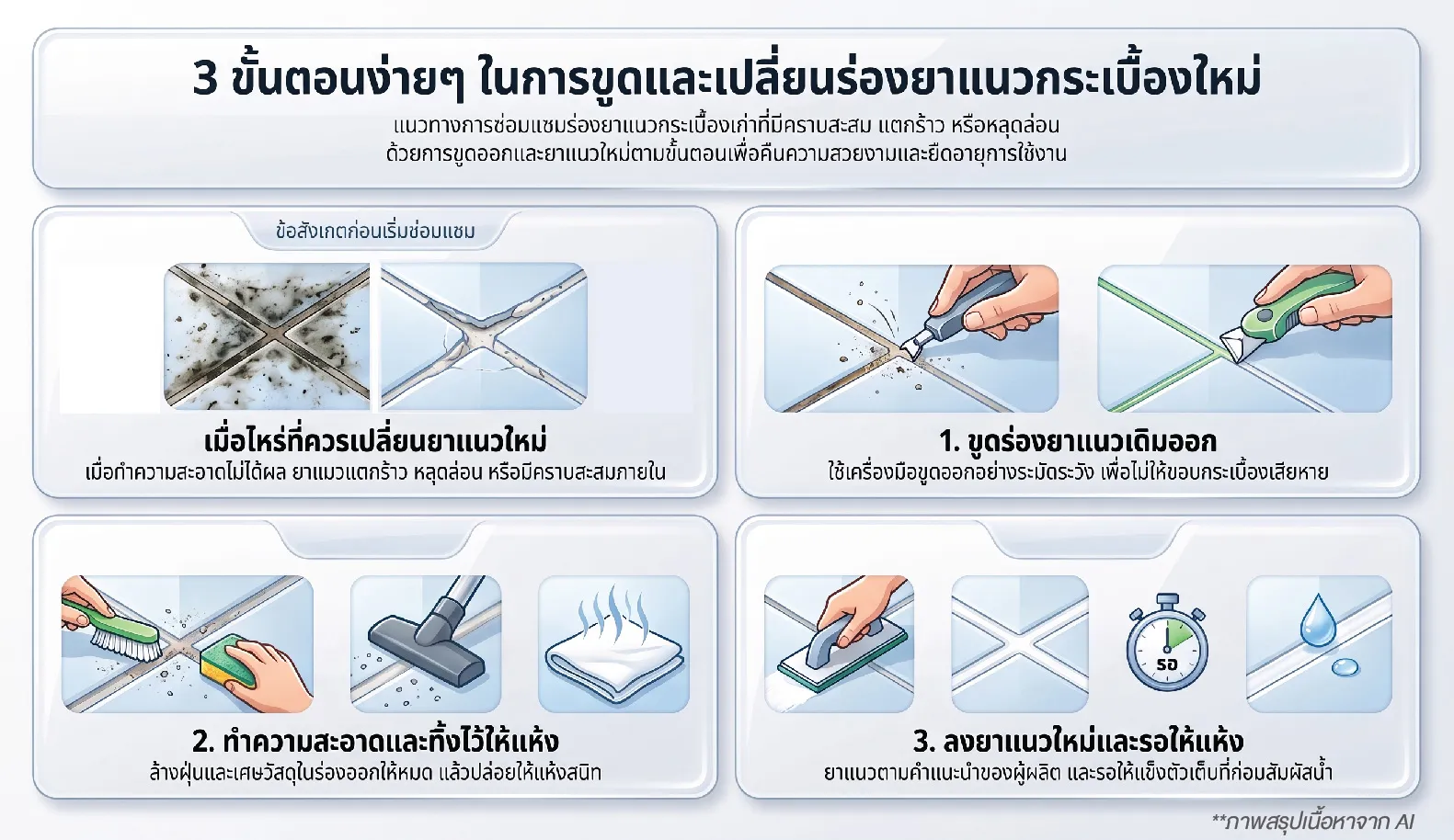 วิธีการขูดร่องยาแนวกระเบื้อง