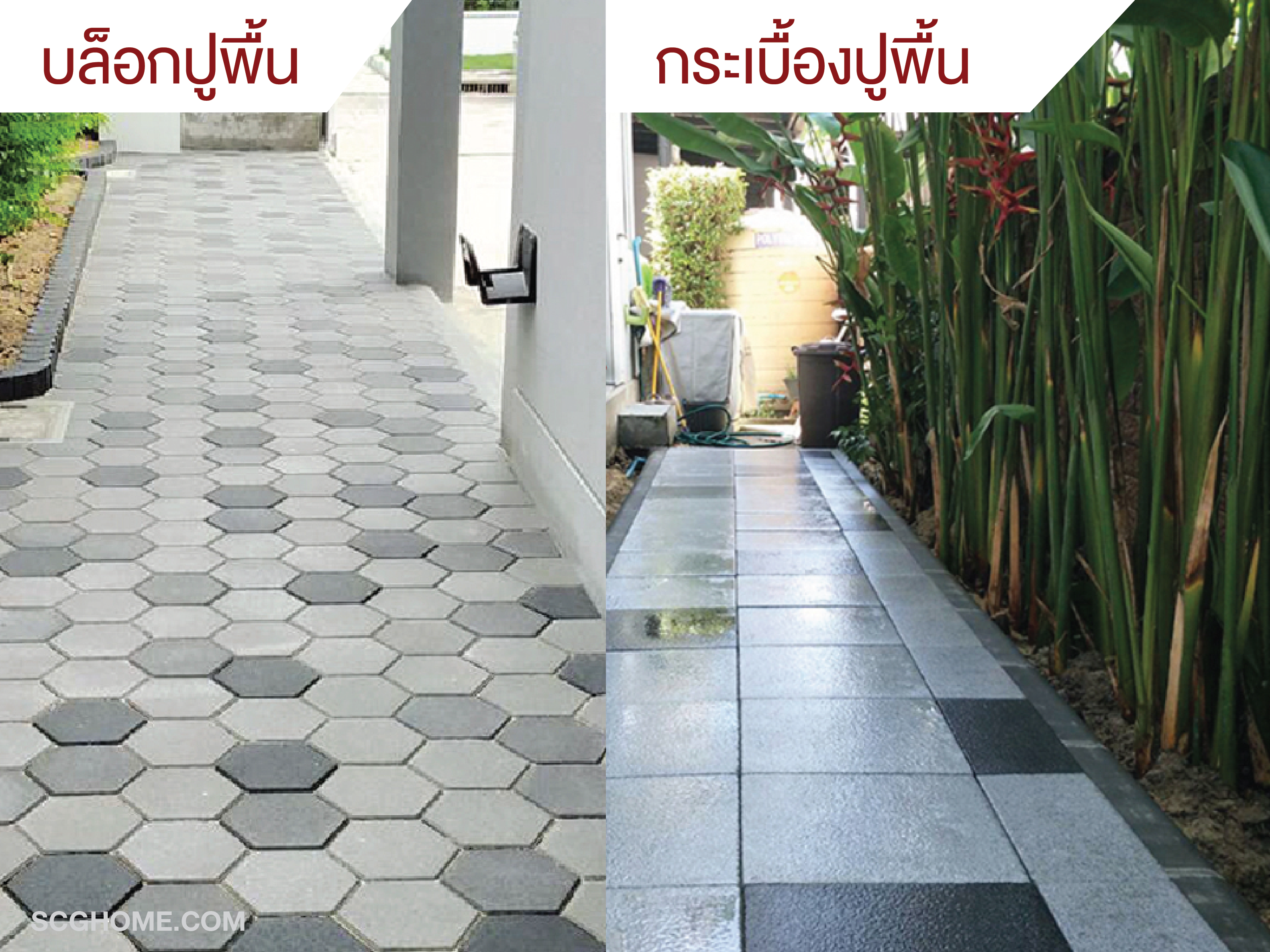 SCGHome แผ่นปูพื้น กระเบื้องคอนกรีต อิฐตัวหนอน บล็อกตัวหนอน บล็อกปูพื้น