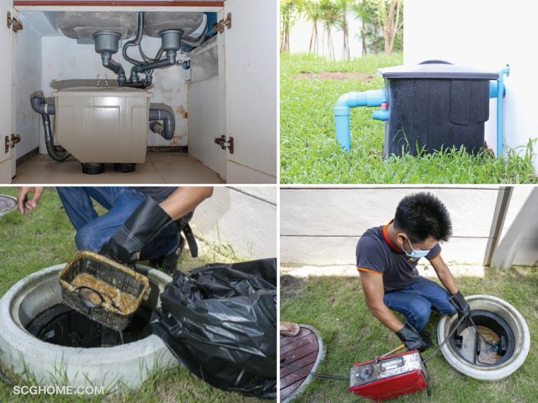 ดักไขมันอ่างล้างจาน ถังดักไขมันตั้งพื้น ถังดักไขมันฝังดิน บ่อดักไขมัน รับทำความสะอาดบ่อดักไขมันตัน วิธีล้างถังดักไขมันตัน ท่อดักไขมันตัน