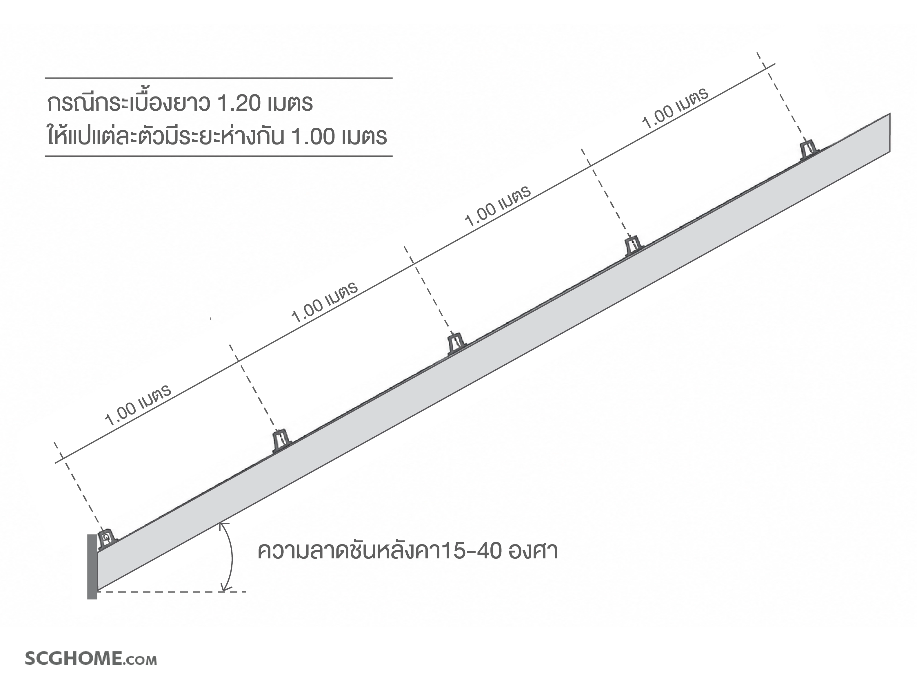 รูปตัดโครงสร้างหลังคาลอนคู่