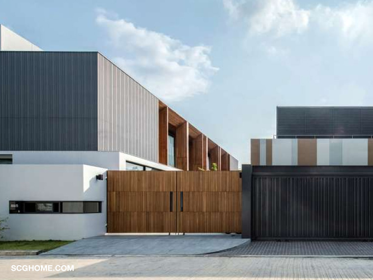 แต่งฟาซาดบ้านโมเดิร์น ให้ดูมีมิติด้วยไม้เทียม