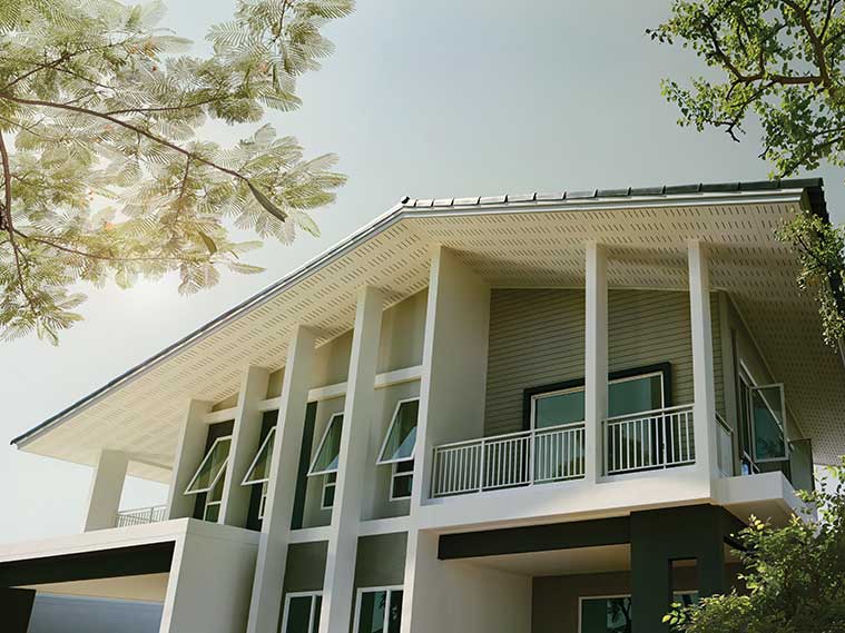 แต่งบ้านใหม่กลิ่นอายวันวานผ่านผนังและฝ้าเซาะร่องลาย